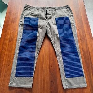 ASOS Men’s Olive Green Khaki Slim Fit Chinos Double Knee in Blue Pinstripes 40W